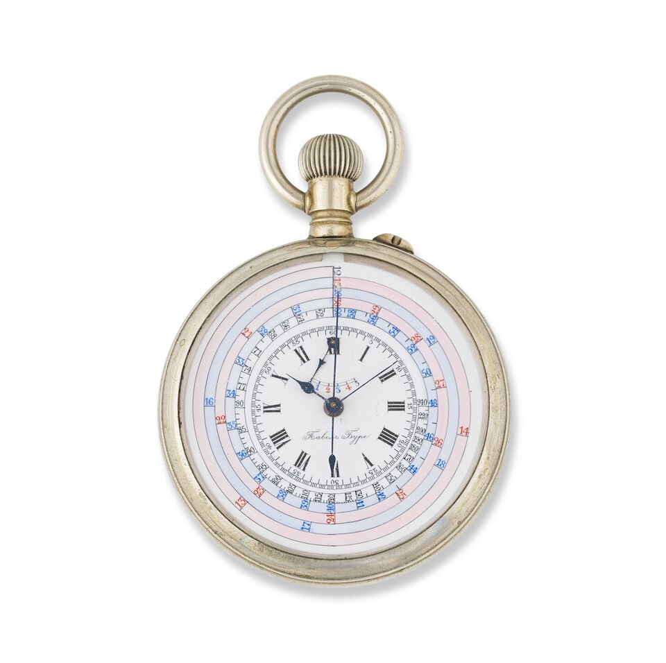 Pavel Bure. An unusual stainless steel keyless wind open face chronograph pocket watch with retr...: Pavel Bure. An unusual stainless steel keyless wind open face chronograph pocket watch with retrograde 5 minute counter Pavel Bure. Chronographe de poche à cadran ouvert en acier avec compteur