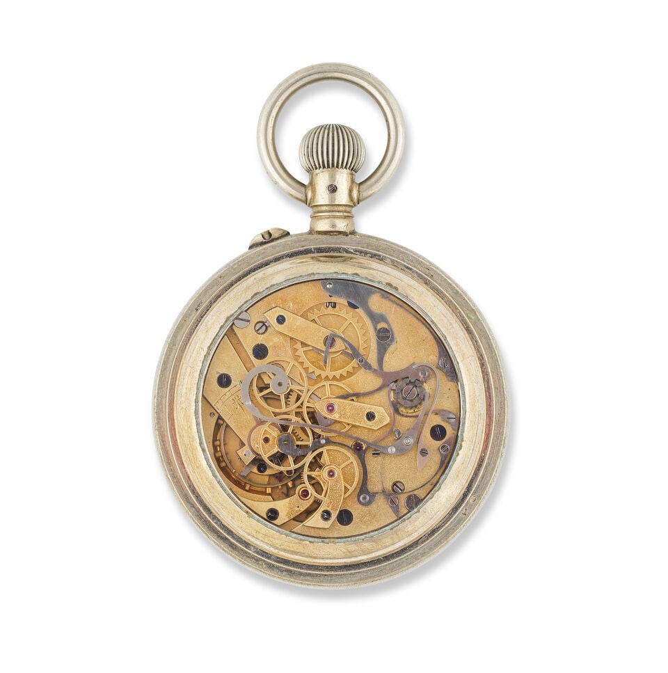 Pavel Bure. An unusual stainless steel keyless wind open face chronograph pocket watch with retr... - 2