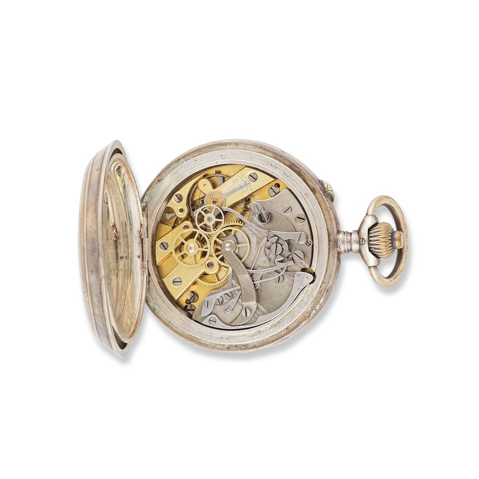 J.B Doyen, Belfort. A silver keyless wind open face chronograph pocket watch J.B Doyen, Belfort.... - 2