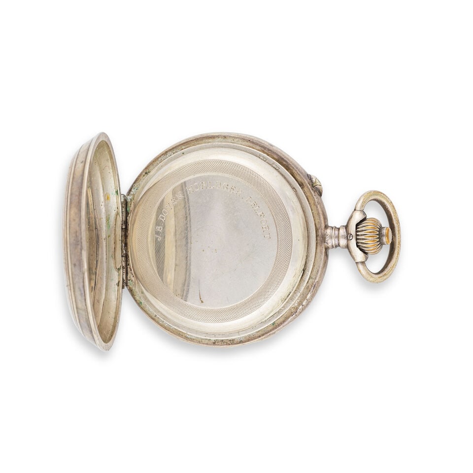 J.B Doyen, Belfort. A silver keyless wind open face chronograph pocket watch J.B Doyen, Belfort.... - 3