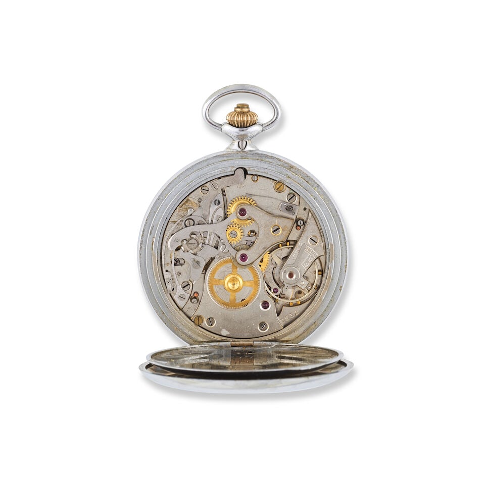 Marnay. A nickel plated keyless wind open face chronograph pocket watch Marnay. Chronographe de ... - 2