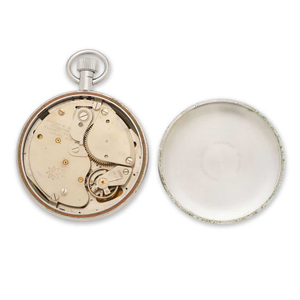 Junghans. A chrome plated open face keyless wind chronograph stopwatch Junghans. Chronographe st... - 2