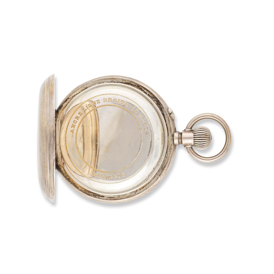 Unusual silver digital keyless wind hunting case pocket watch Chronographe de poche à clape... - 3