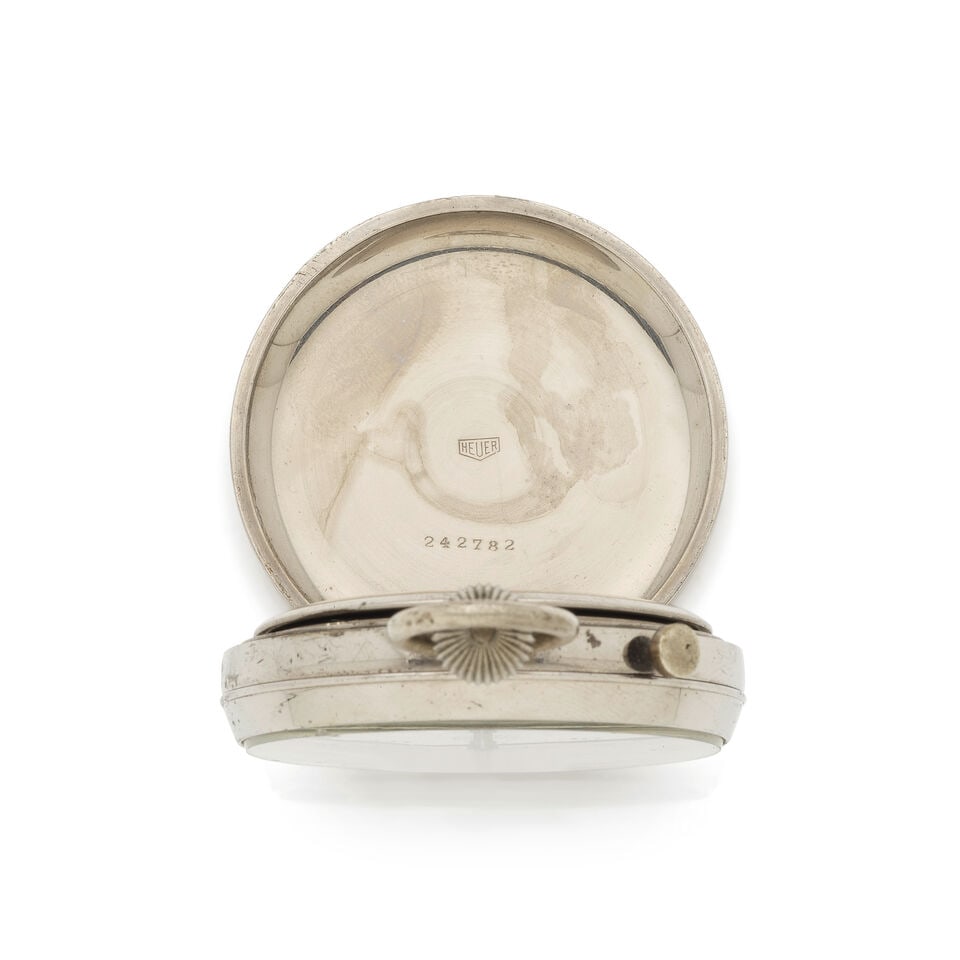 Heuer. A stainless steel open face keyless wind chronograph stopwatch Heuer. Chronographe stopwa... - 3