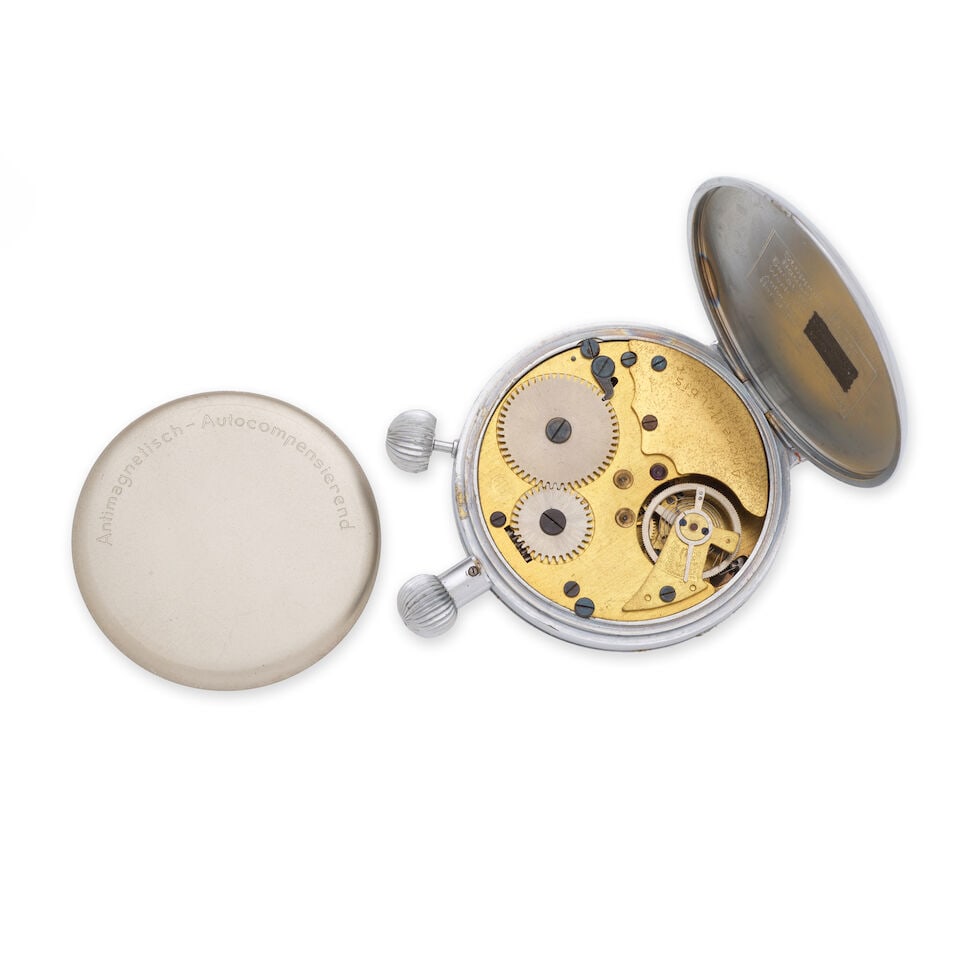 Hanhart. A chrome plated open face keyless wind chronograph stopwatch Hanhart. Chronographe stop... - 2