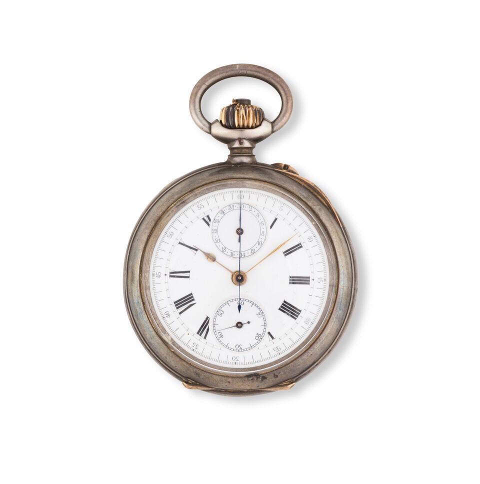 Weil Freres, Geneve. A silver keyless wind open face chronograph pocket watch Weil Freres, Genev... (1 of 4)