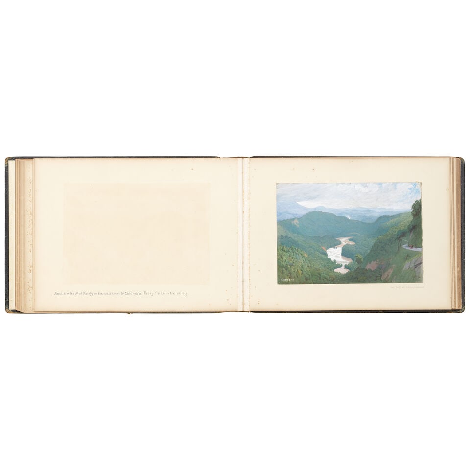 Oswald Couldrey (British 1882-1958) An album containing thirty views of Ceylon from 1915 - 1916: Oswald Couldrey (British 1882-1958) An album containing thirty views of Ceylon from 1915 to 1916 one signed and dated 'OSWALD/COULDREY 5.15' (lower left), the others signed with initials 'OJC' (lower 