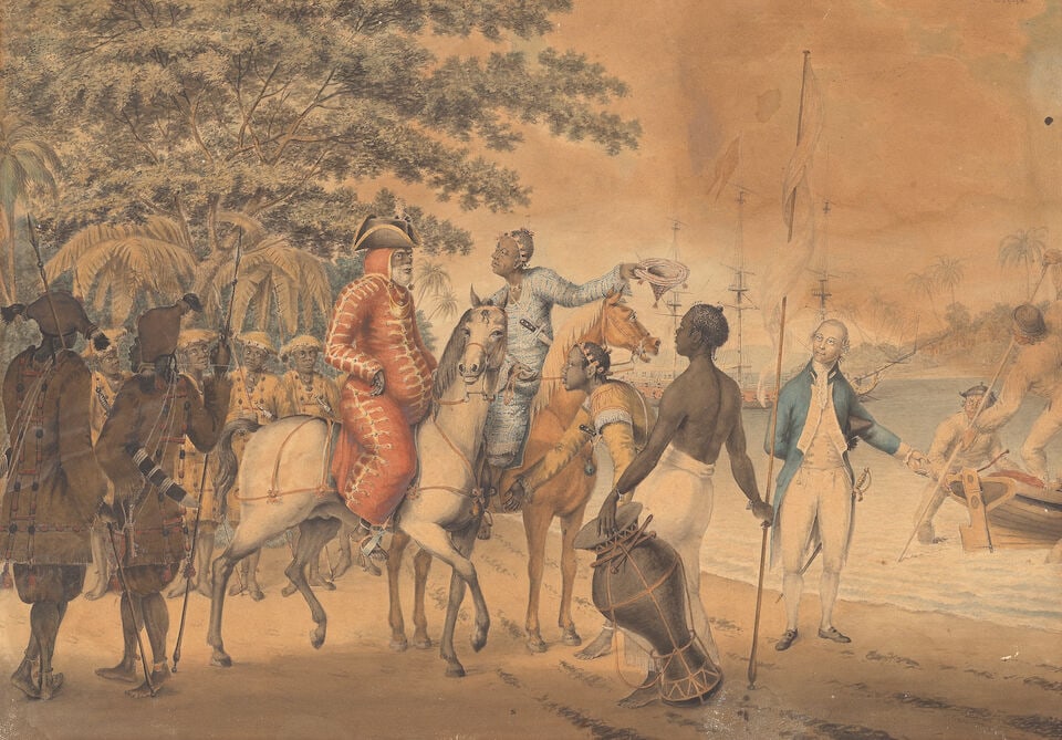 Gabriel Bray (British, 1746-1823) The King of Barra arrives to embark in a boat sent from the Pa... - 2