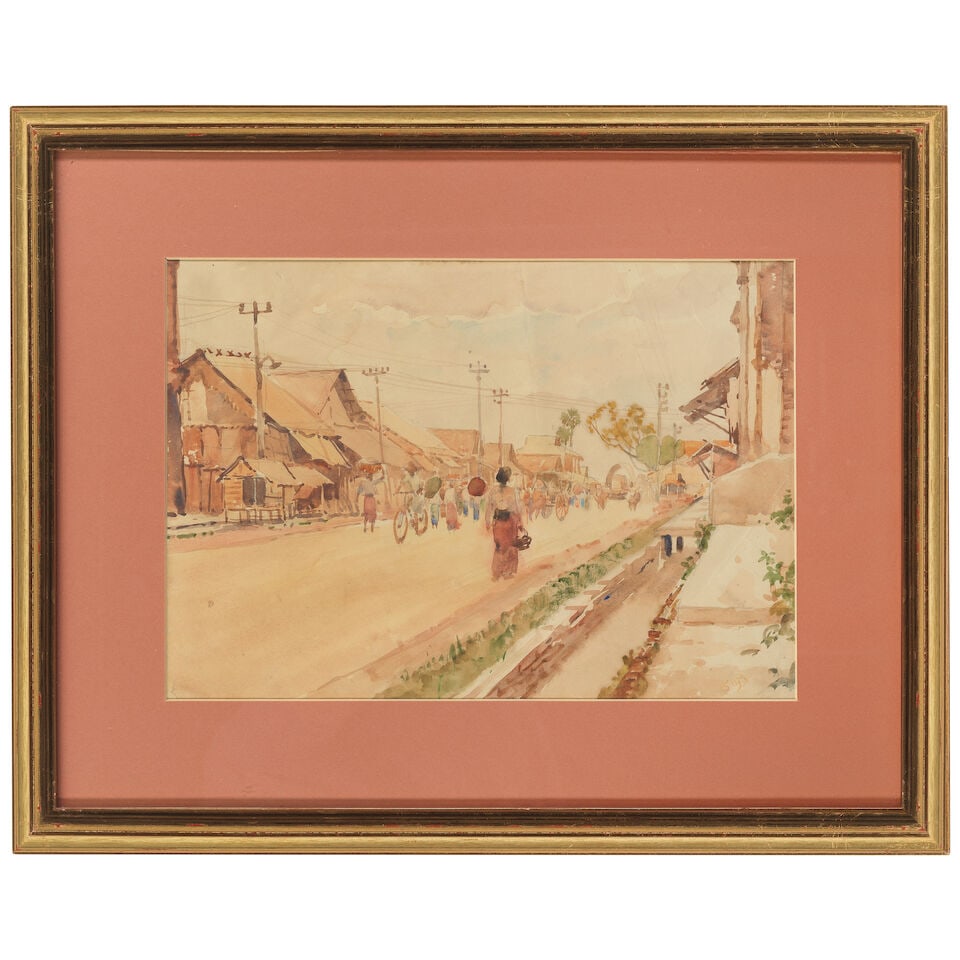 Ngwe Gaing (Burmese, 1901-1967) Market Road in Tavoy, Burma - 2