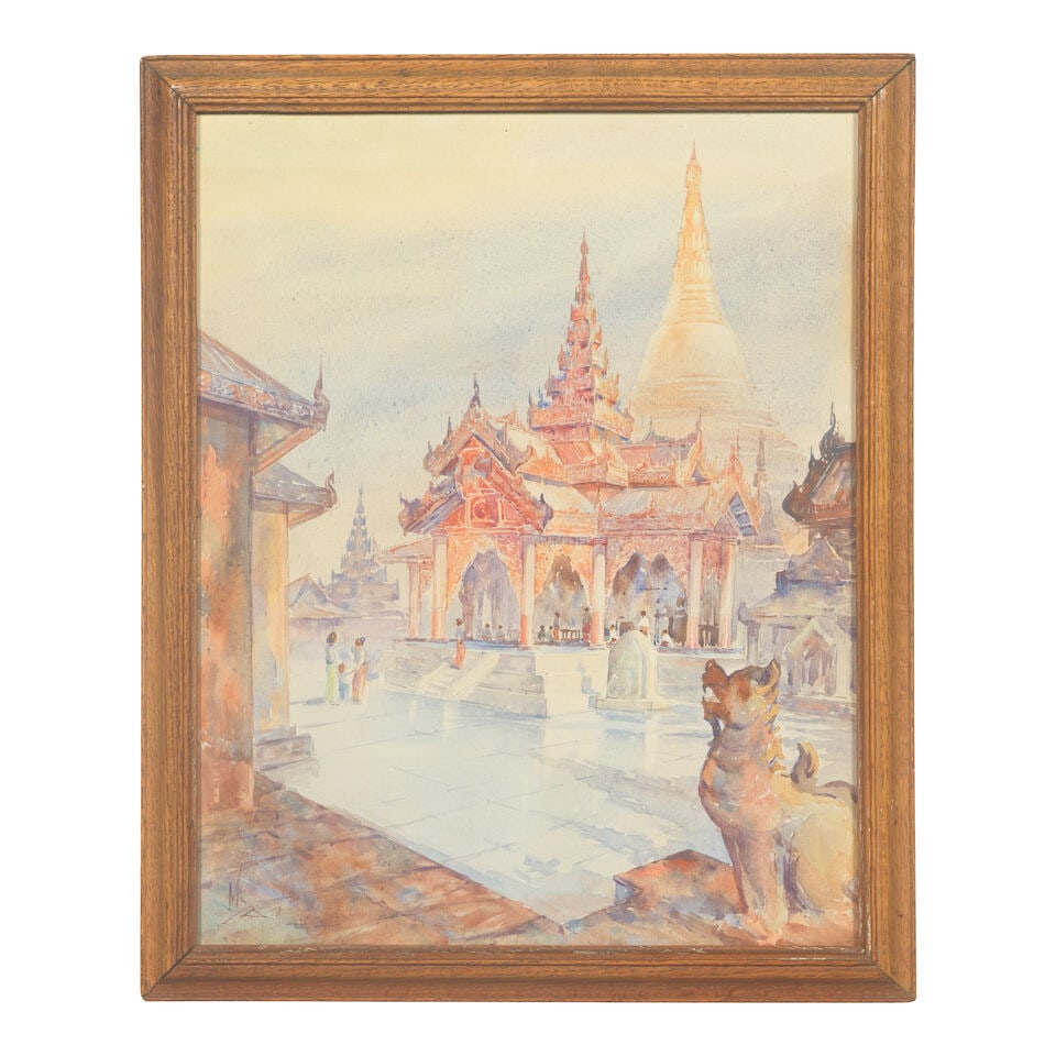 Saya Mya (Burmese, 1893-1979) The terrace of Shwedagon Pagoda, Rangoon - 2