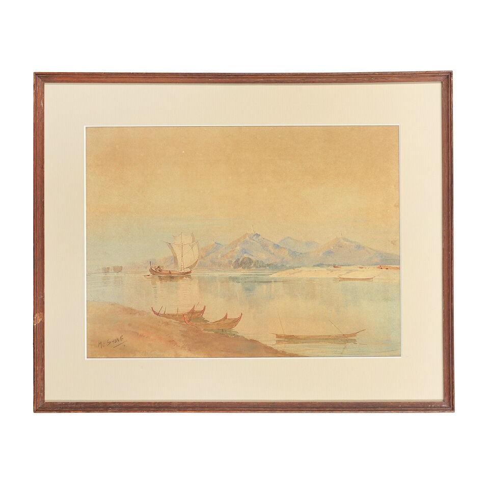 Saya Saung (Burmese, 1898-1952) The Irrawaddy River with Sagaing Hill beyond, Burma - 2