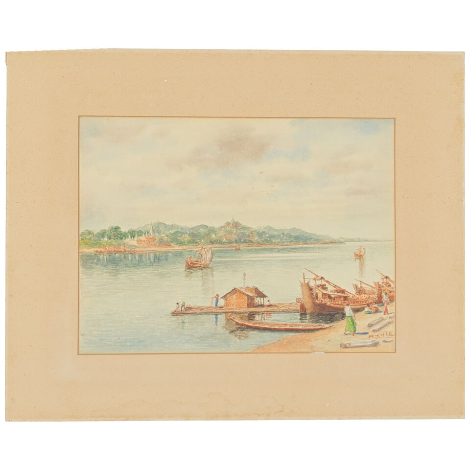 Maung Tun Hla (Burmese, 1874-1946) A set of three Burmese views - 4
