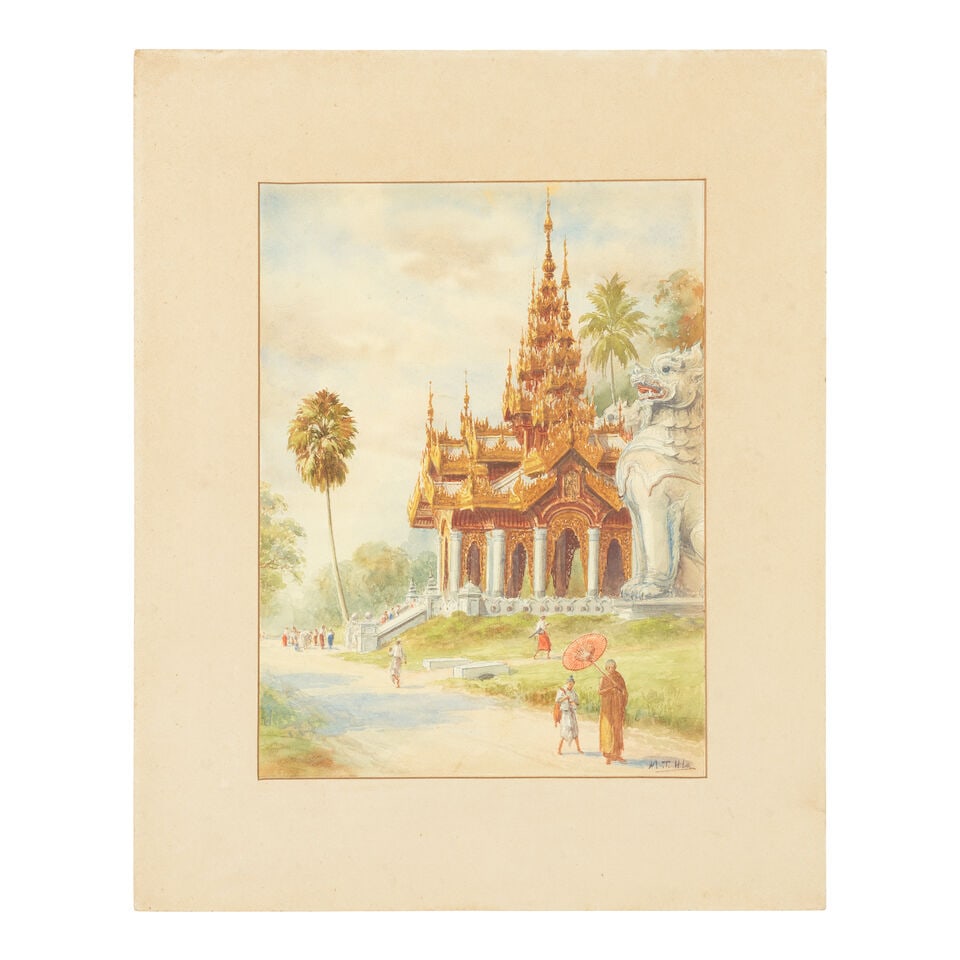 Maung Tun Hla (Burmese, 1874-1946) Eastward entrance to the Shwedagon Pagoda; The entrance to Sh... - 4