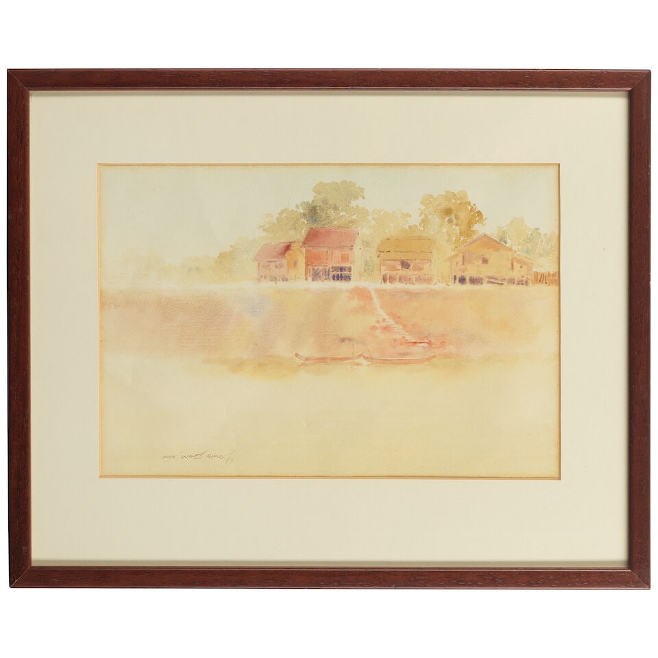 Min Wae Aung (Burmese, born 1960) A river scene near Pathein, Burma - 2