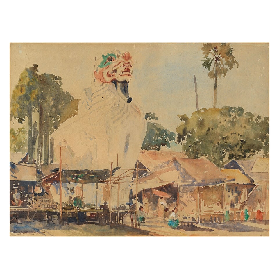 U Nyan SHEIN (Burmese, 1925-2003) A set of two views in Burma: The ancient entrance of Shwesanda... - 2