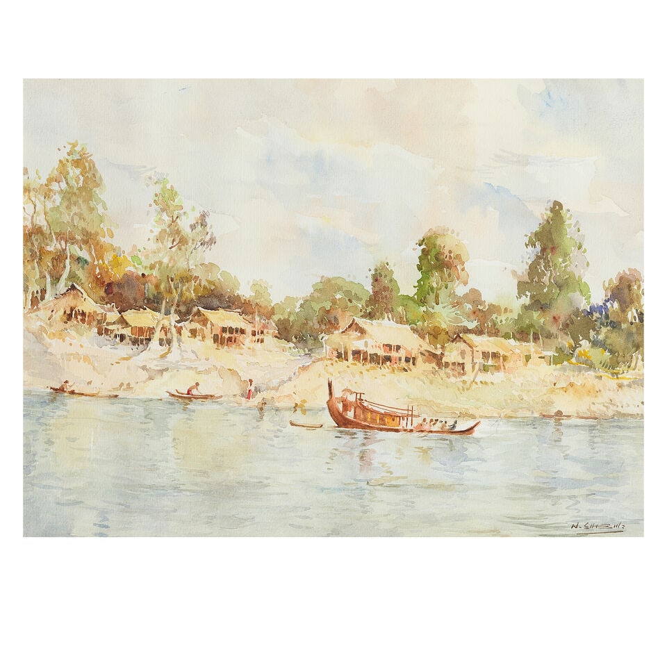 U Nyan SHEIN (Burmese, 1925-2003) A set of two views in Burma: The ancient entrance of Shwesanda... - 3