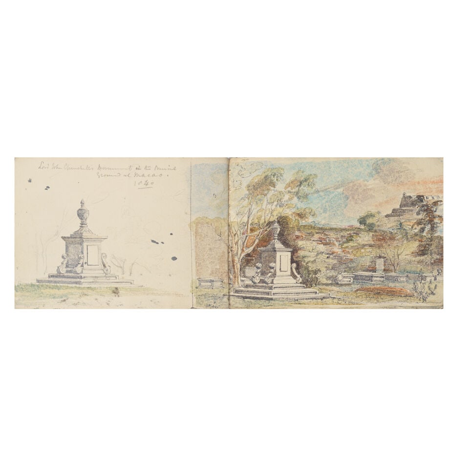 English School, Mid 19th Century A small sketchbook containing views and figure studies in Macau... - 2