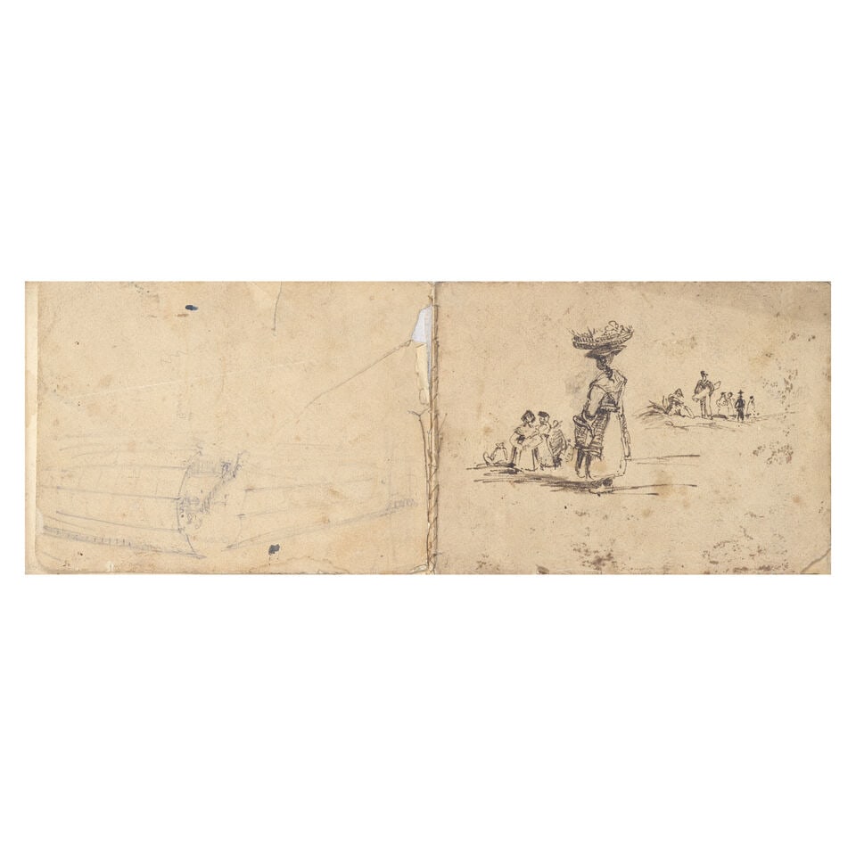 English School, Mid 19th Century A small sketchbook containing views and figure studies in Macau... - 4