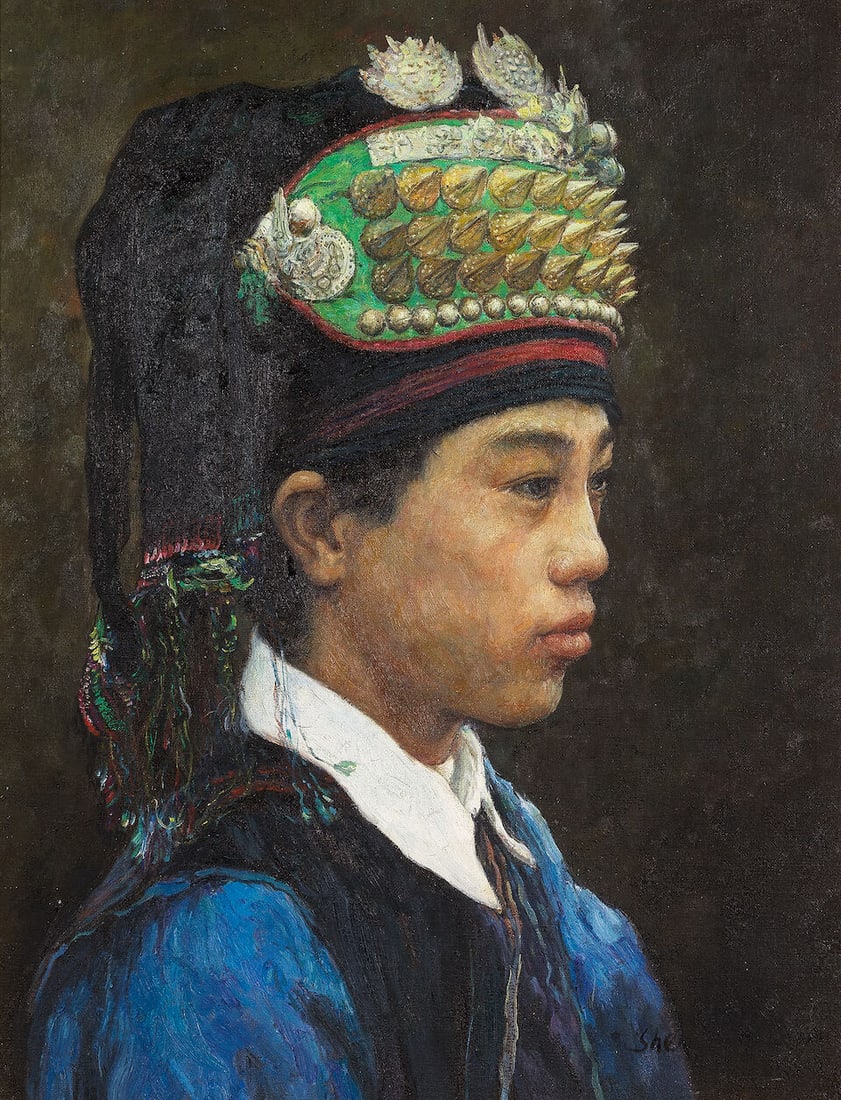 Shen Ming Cun (Chinese, born 1956) Portrait of a bride and groom, a pair - 3