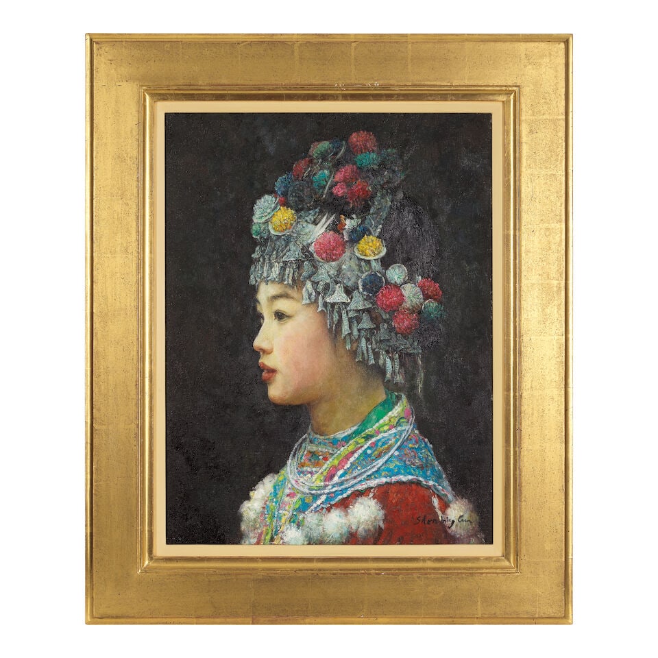 Shen Ming Cun (Chinese, born 1956) Portrait of a bride and groom, a pair - 4