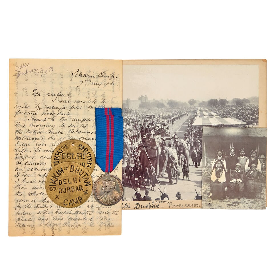 INDIA - SIKKIM AT THE 1903 AND 1911 DELHI DURBARS Archive of material, compiled by W.H. Hodges, ...: INDIA - SIKKIM AT THE 1903 AND 1911 DELHI DURBARS Archive of material, compiled by W.H. Hodges, relating to the Sikkim Camp at the 1903 Delhi Durbar, Comprising: Autograph letter from Hodges to his wi