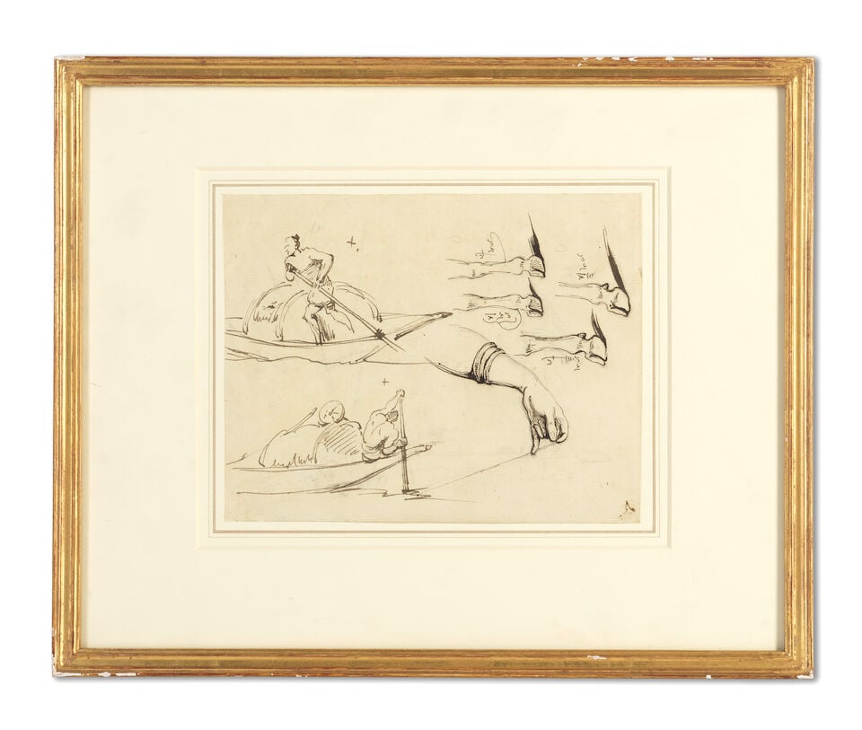 George Chinnery (London 1774-1852 Macau) Studies of boatmen steering their craft, a woman's arm,... - 2