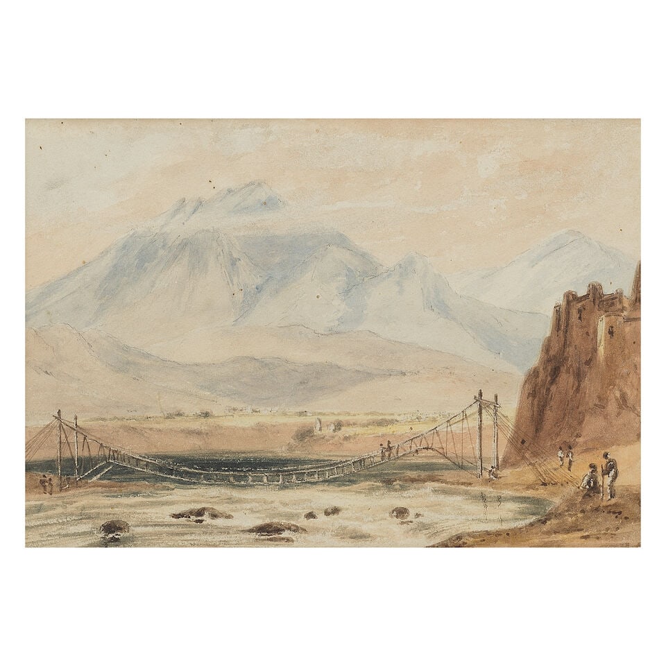 William Daniell RA (British, 1769-1837) The Rope Bridge at Srinagar, Kashmir; A view near Wandep... - 2