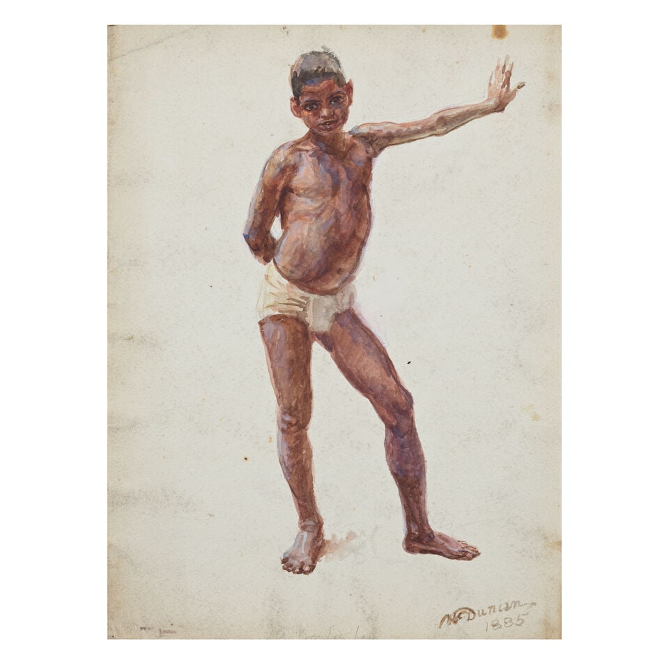 Walter Duncan, RWS (British, 1848-1932) 'A Bombay Boy'- a set of two figure studies one 19.4 x 2... - 2
