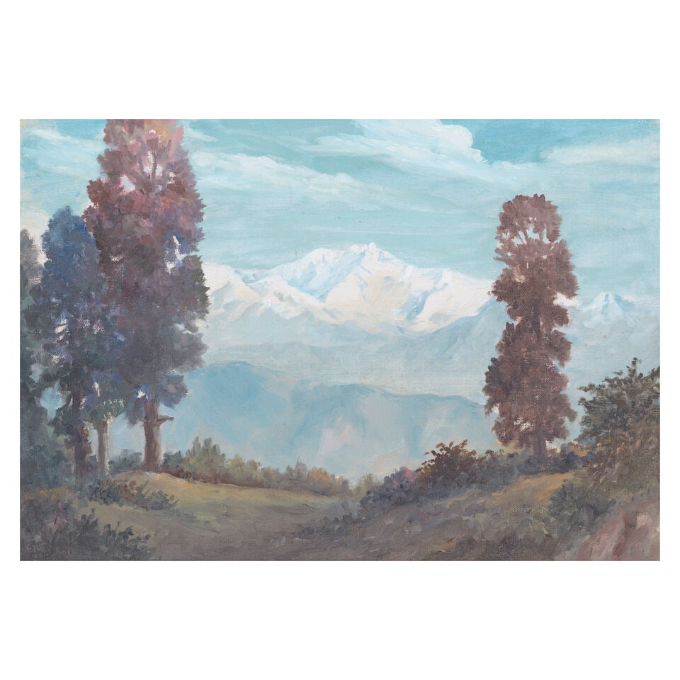 Jimmy Hulbert (1900-1979) A mountain view in Darjeeling, thought to be Mount Kachenjunga (1 of 3)