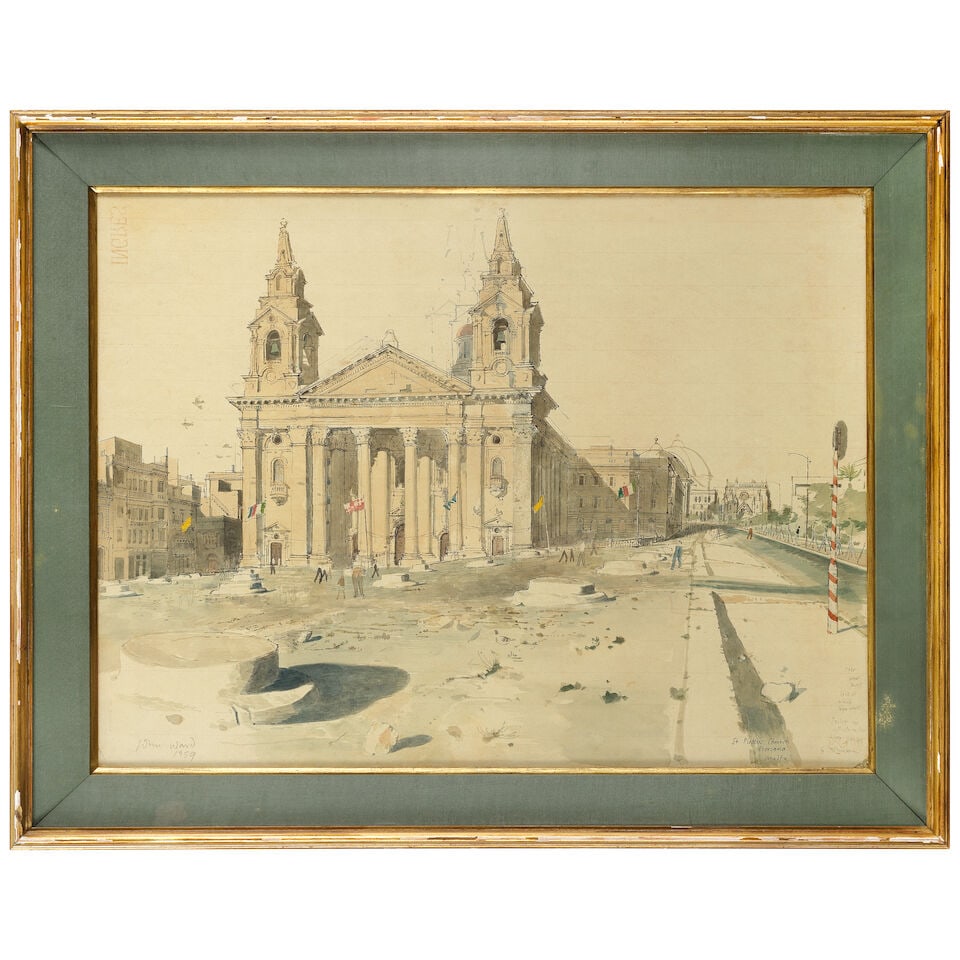 John Stanton Ward R.A. (British, 1917-2007) 'St. Publias Church, Floriana, Malta' - 2