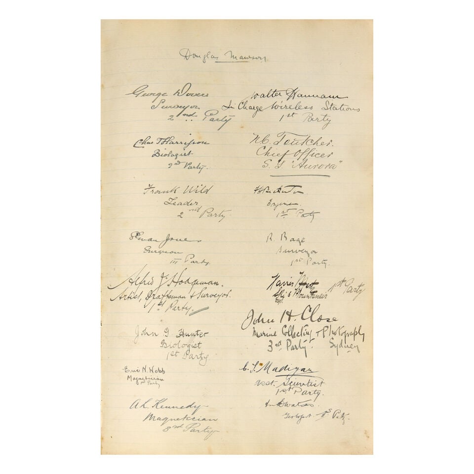 NINNIS (BELGRAVE EDWARD SUTTON) - AUSTRALASIAN ANTARCTIC EXPEDITION 1911 Series of three manuscr... - 2