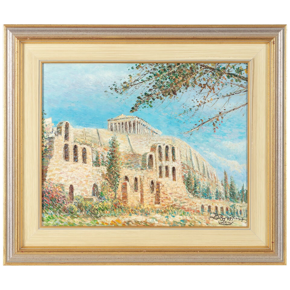 Vasilis Zenetzis (Greek, 1935-2016) The Parthenon and Herod Attikon Theatre with the Acropolis b... - 2