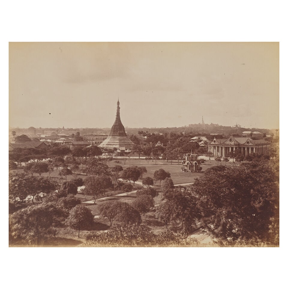 BURMA Views of Burma [Myanmar], and portrait groups, [1880s] (group): BURMA Views of Burma [Myanmar], and portrait groups, 50 albumen prints, mounted on 23 sheets (some recto and verso, one not mounted), typically approx. 185 x 280mm., 18 approx. 150 x 110mm., [1880s] (
