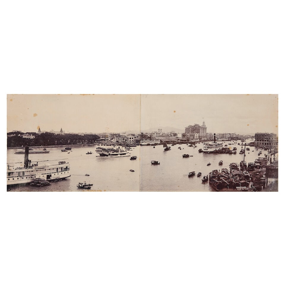 CHINA - CANTON/GUANGZHOU PANORAMA A 4-part panorama of Canton [Guangzhou], along the Pearl [Zu J... - 2