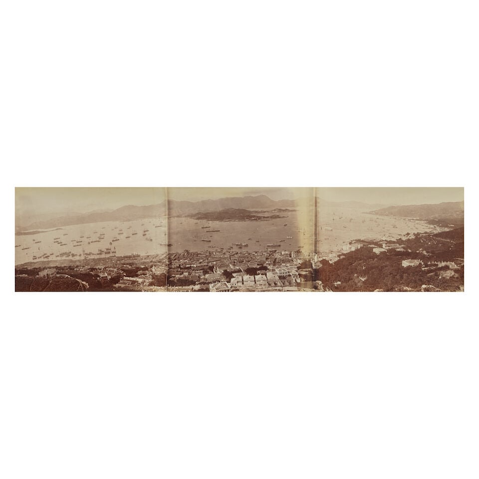 CHINA - HONG KONG Two 3-part panoramas of Hong Kong, [1880s] (2) - 4
