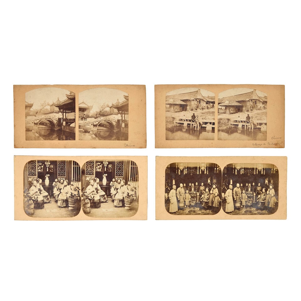 CHINA - STEREOVIEWS Collection of 19 early stereoviews of China by Pierre Joseph Rossier (13), L... - 2