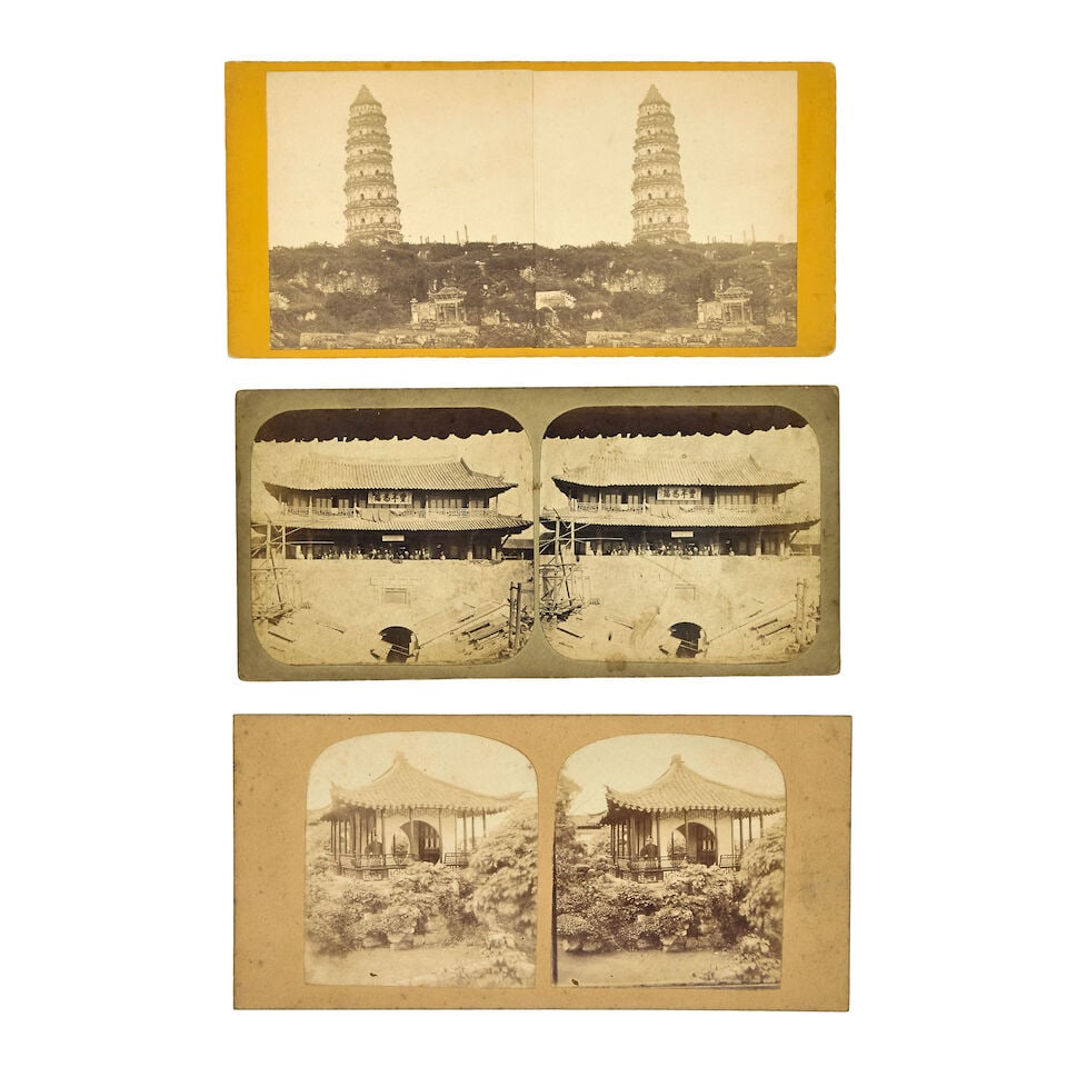 CHINA - STEREOVIEWS Collection of 19 early stereoviews of China by Pierre Joseph Rossier (13), L... - 3