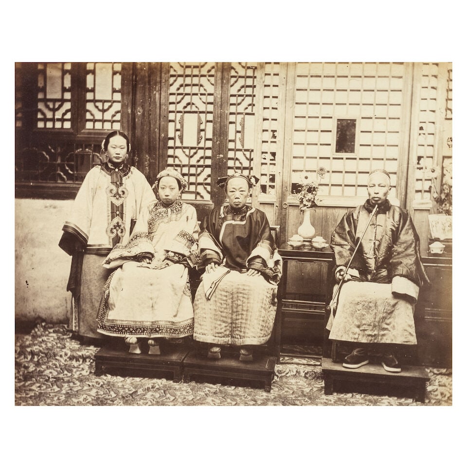 CHINA Five portrait groups of Mandarin, or well-to-do Chinese family groups, and 2 single studio... - 2