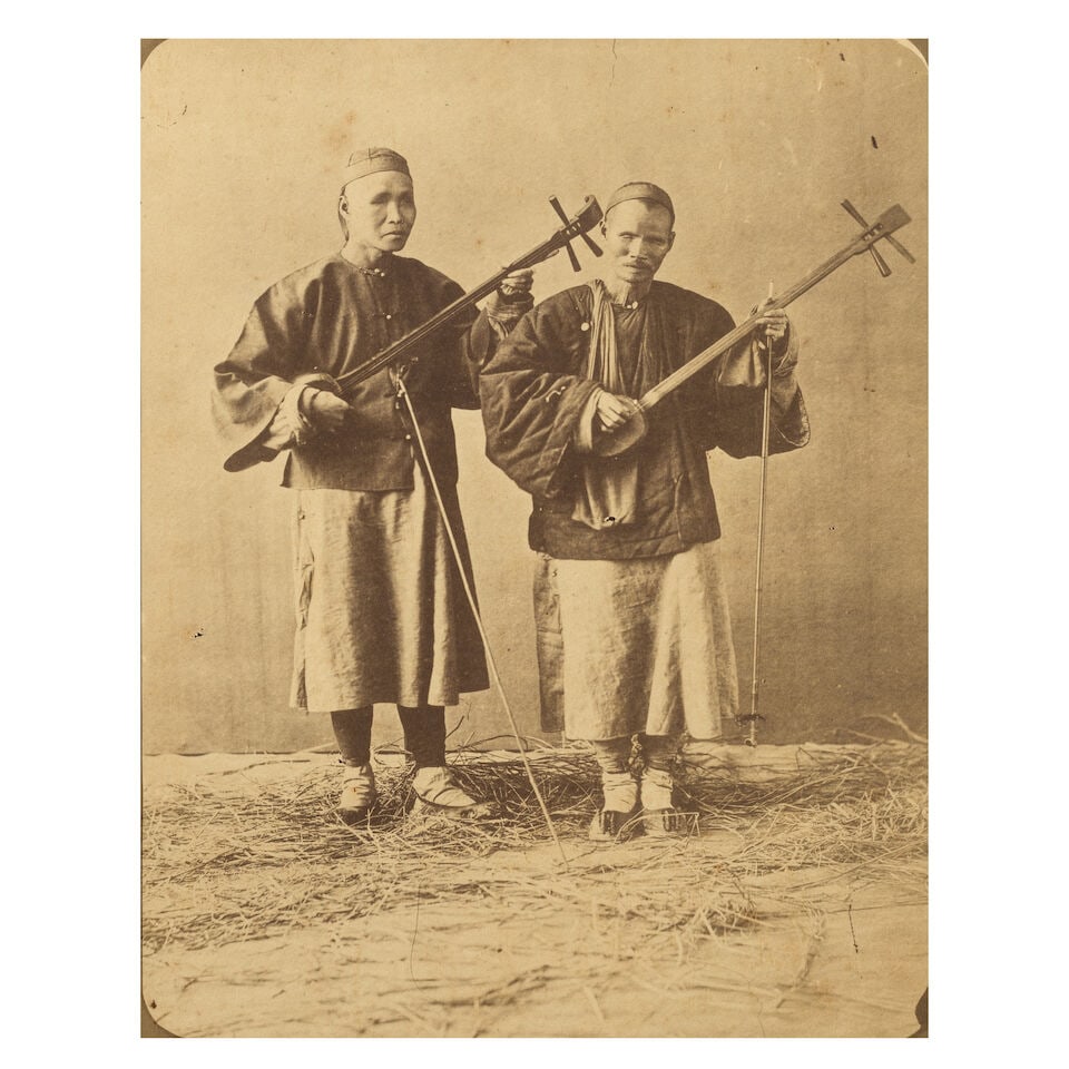 CHINA SAUNDERS (WILLIAM) Studio portrait of two musicians, [c.1870]; and another of two blind mu... - 2