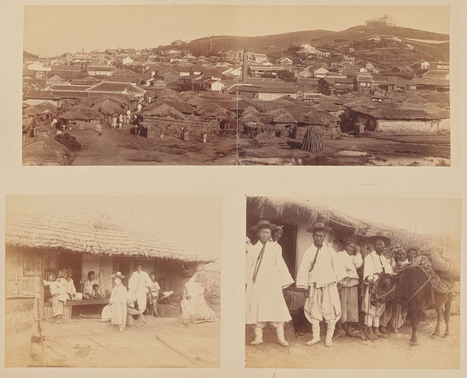 KOREA A collection of 16 portraits, street groups, or views of Korea, [1890s] - 2