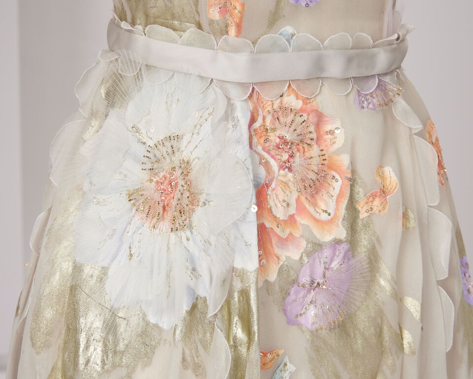 Ralph & Russo Haute Couture: Pale Grey Hand-Painted Silk Organza Halter Neck Gown Spring/Summer ... - 2