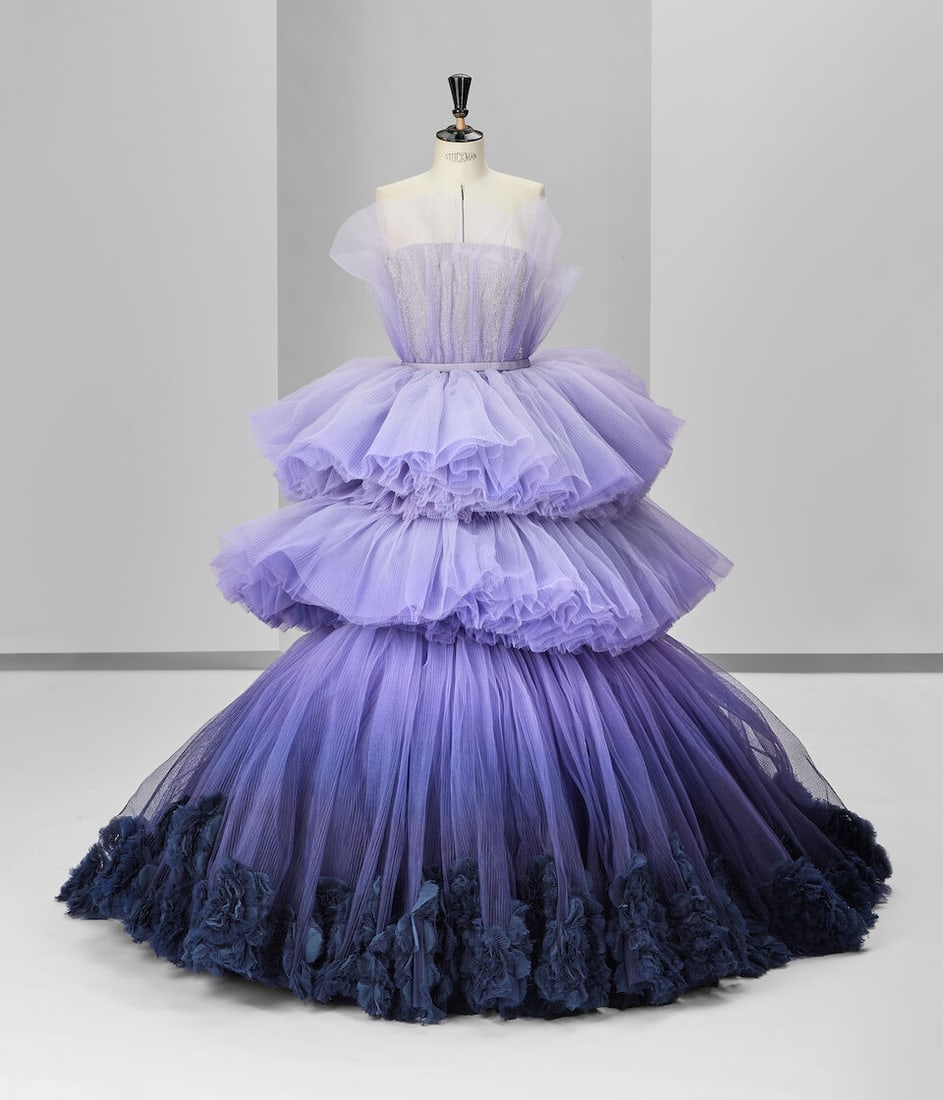 Ralph & Russo Haute Couture: Lavender Ombré Plissé Tulle Ballgown Autumn/Winter 2017, : Ralph & Russo Haute Couture: Lavender Ombré Plissé Tulle Ballgown Autumn/Winter 2017, Runway Look 40 Lavender ombré plissé tulle ball gown with voluminous tiered skirt and