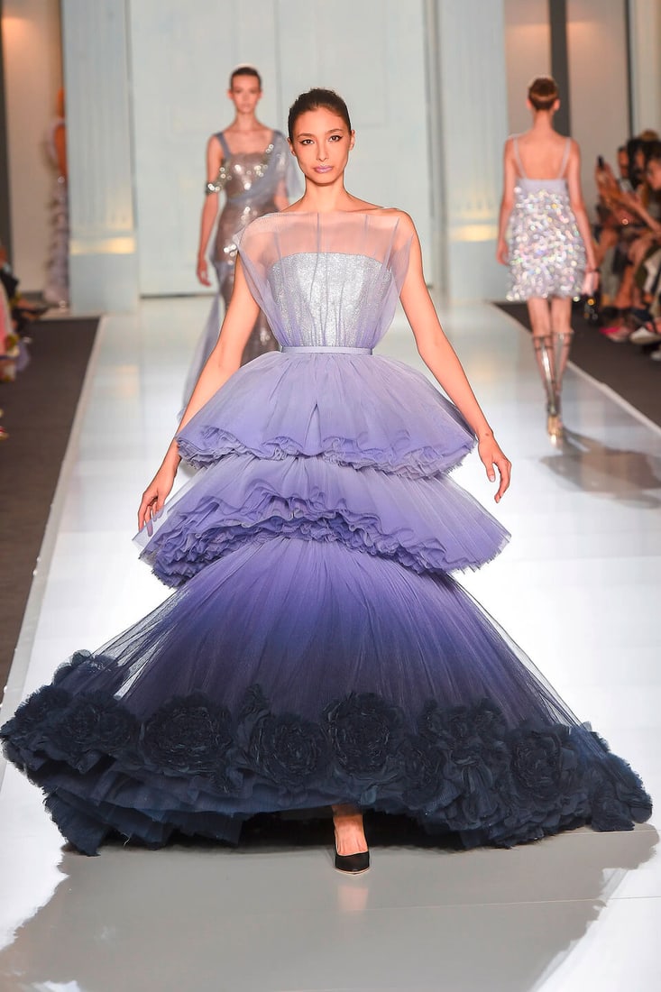 Ralph & Russo Haute Couture: Lavender Ombré Plissé Tulle Ballgown Autumn/Winter 2017,  - 5