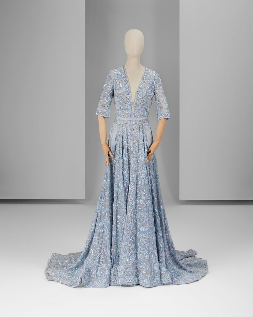 Ralph & Russo Haute Couture: Pale Blue Silk Organza Gown Spring/Summer 2017, Runway Look 22: Ralph & Russo Haute Couture: Pale Blue Silk Organza Gown Spring/Summer 2017, Runway Look 22 Pale blue silk organza gown with silk threadwork, crystals and glass beads in a baroque design Approxima