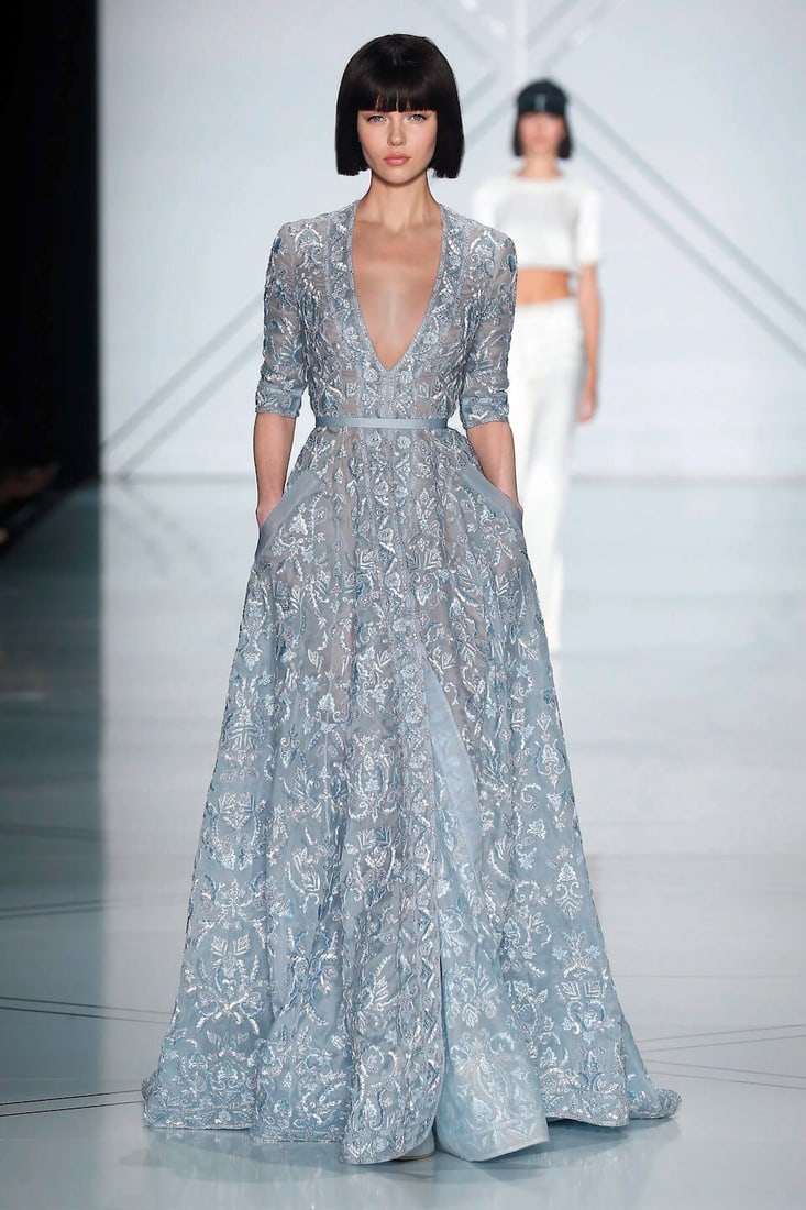 Ralph & Russo Haute Couture: Pale Blue Silk Organza Gown Spring/Summer 2017, Runway Look 22 - 2