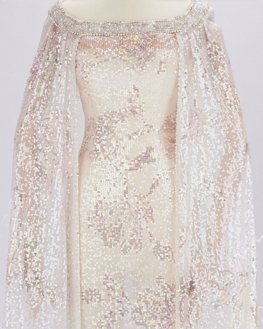 Ralph & Russo Haute Couture: Iridescent White Tulle Off-the-Shoulder Gown and Cape Autumn/Winter - 2