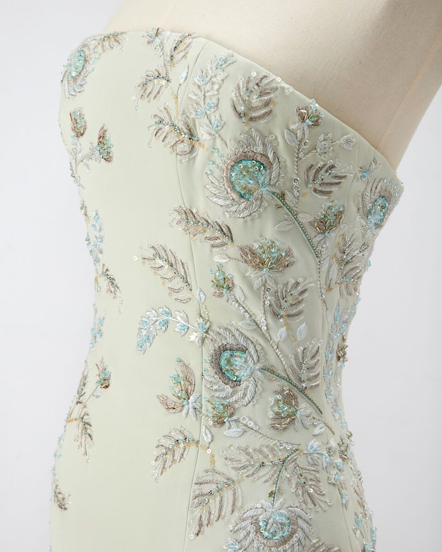 Ralph & Russo Haute Couture: Pale Mint Hand-Painted Silk Crêpe and Gazar Gown Autumn/Winter - 2