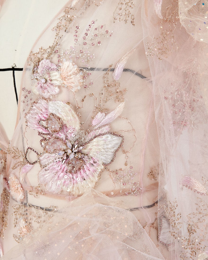 Ralph & Russo Haute Couture: Pale Pink Tulle Fishtail Gown Autumn/Winter 2019, Runway Look 24 - 2