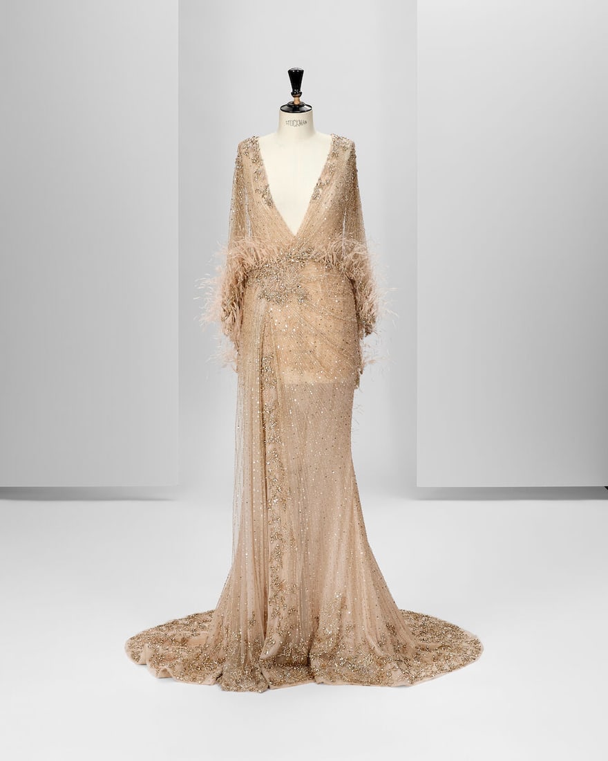 Ralph & Russo Haute Couture: Blush Pink Illusion Tulle Asymmetrically Draped Gown Autumn/Winter  (1 of 4)