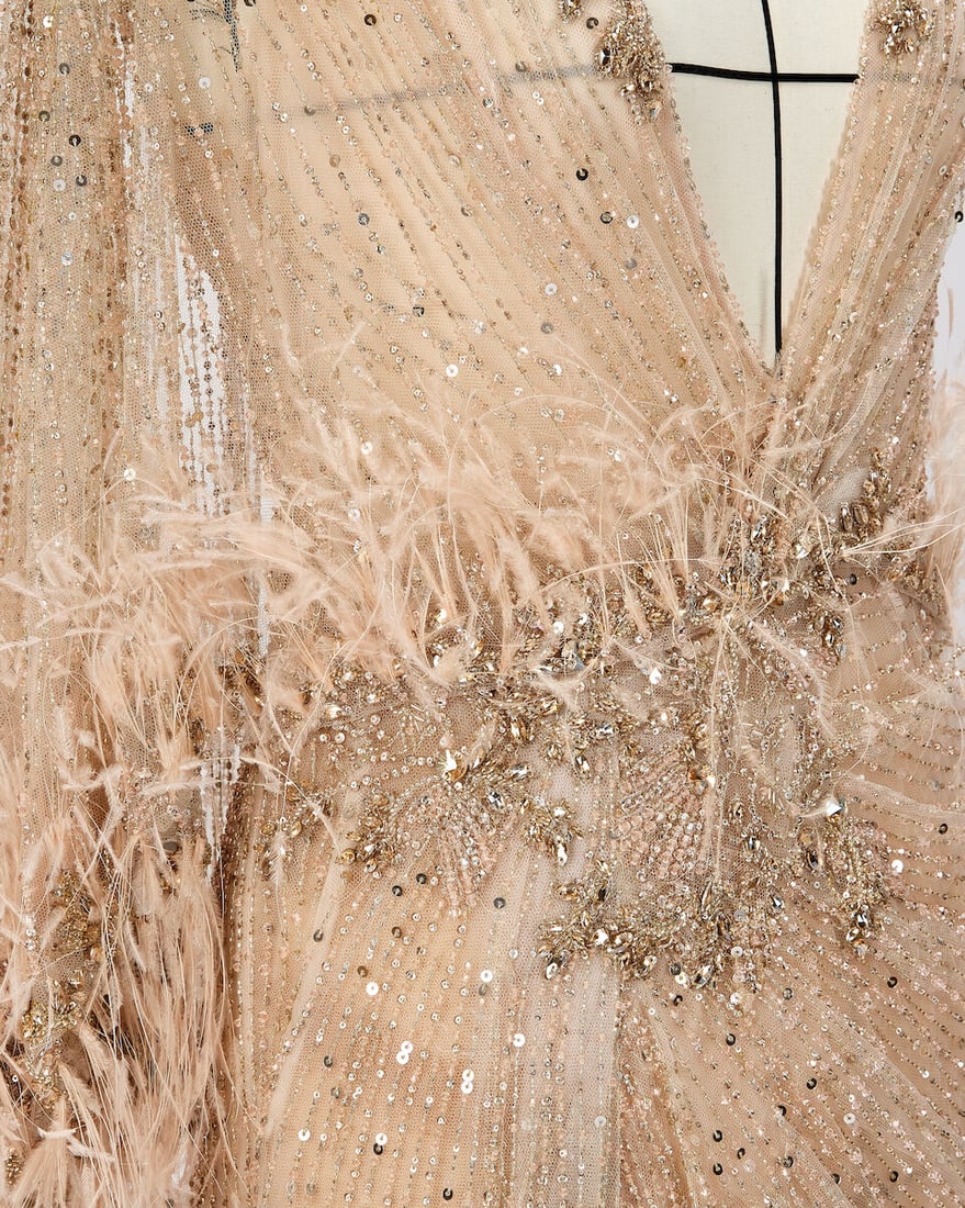 Ralph & Russo Haute Couture: Blush Pink Illusion Tulle Asymmetrically Draped Gown Autumn/Winter  - 2